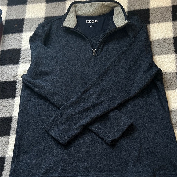 IZOD Men's Dark Blue Zip-Up Sweater - Picture 2 of 2